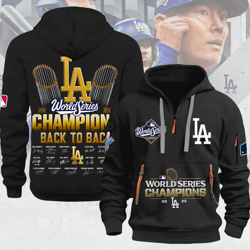 Los Angeles Dodgers 2025 World Series Champions 2D Quarter Zip Hoodie – MAITM13720