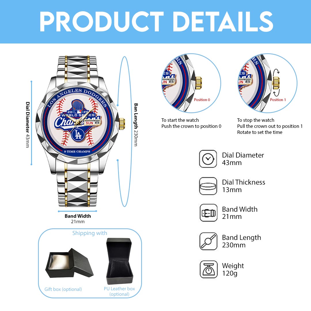 Los Angeles Dodgers 2025 World Series Champions Alloy Luxury Quartz Watch – HOATT14320