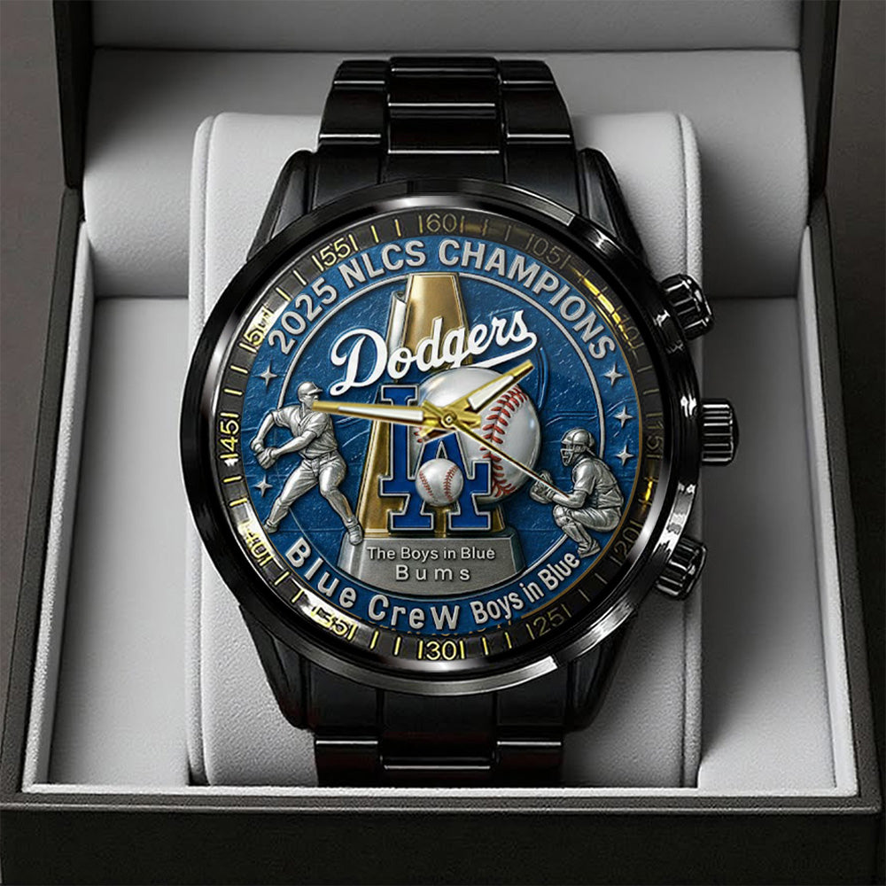 Los Angeles Dodgers 2025 National League Champions Black Stainless Steel Watch – TANTN17714