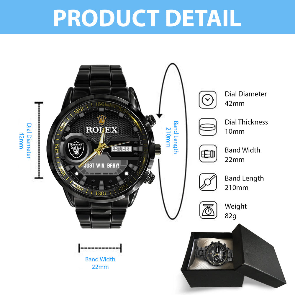 Las Vegas Raiders x Rolex Black Stainless Steel Watch – MAITM13211