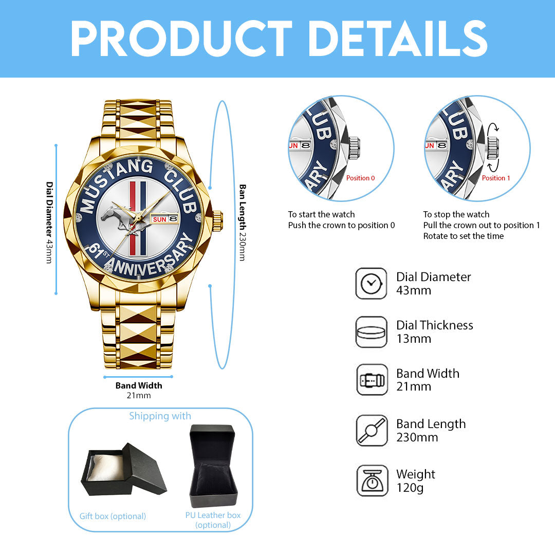 Ford Mustang 61th Anniversary 2025 Alloy Luxury Quartz Watch – TMTHU900