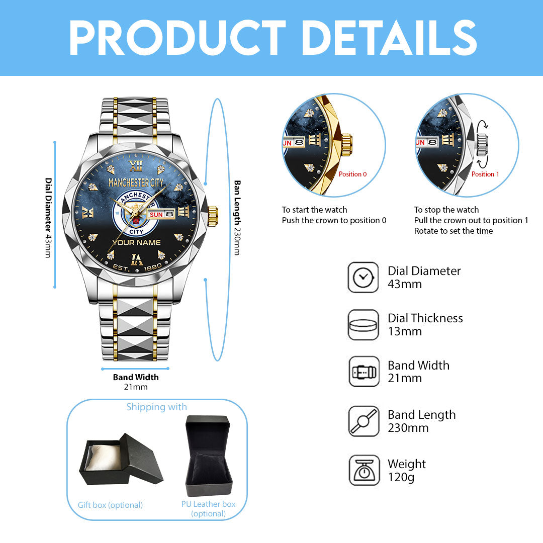 Personalized Manchester City Alloy Luxury Quartz Watch – TANTN22734