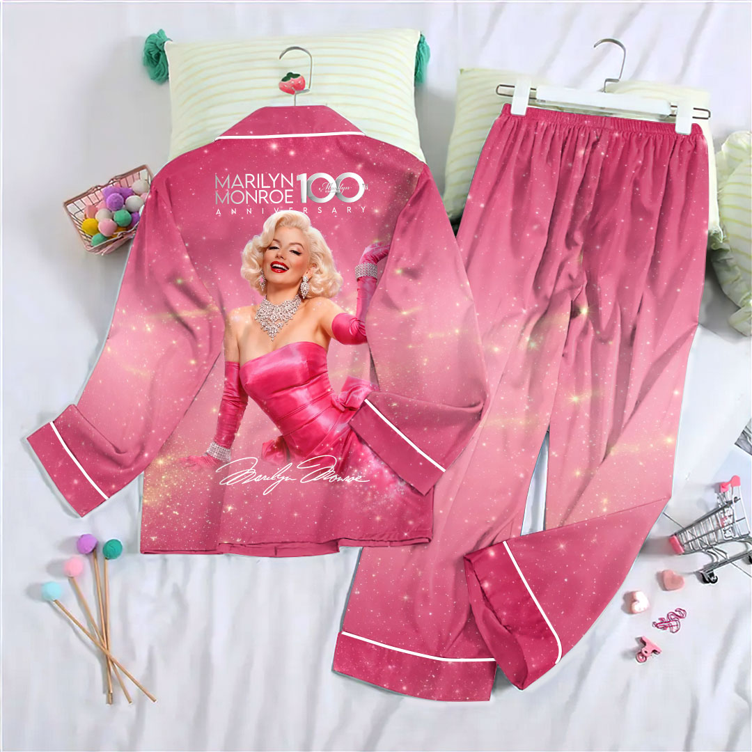 Marilyn Monroe 100th Anniversary Satin Pajama Set with Piping – HOATT19978