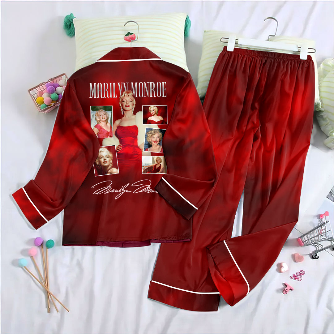 Marilyn Monroe 100th Anniversary Satin Pajama Set with Piping – HOATT20046