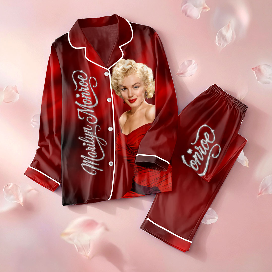 Marilyn Monroe 100th Anniversary Satin Pajama Set with Piping – HOATT20046