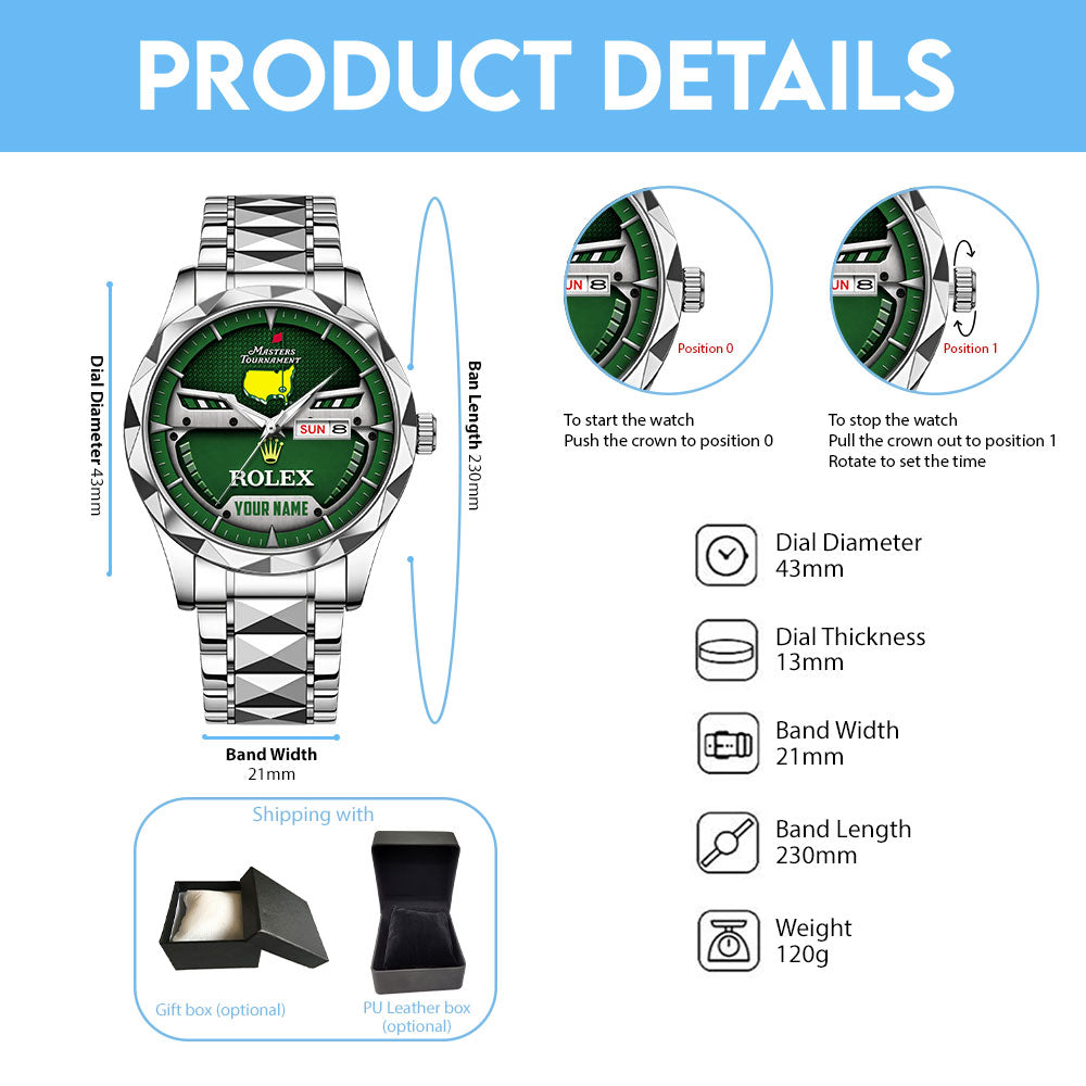 Personalized Masters Tournament x Rolex Alloy Luxury Quartz Watch – MAITM15060