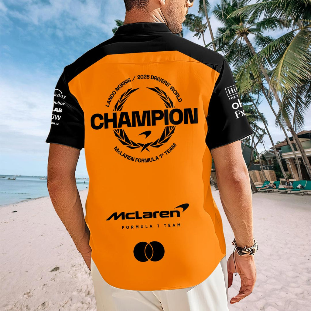 McLaren x Lando Norris 2025 World Champion Short Sleeve Button-Down Shirt – HOATT15068