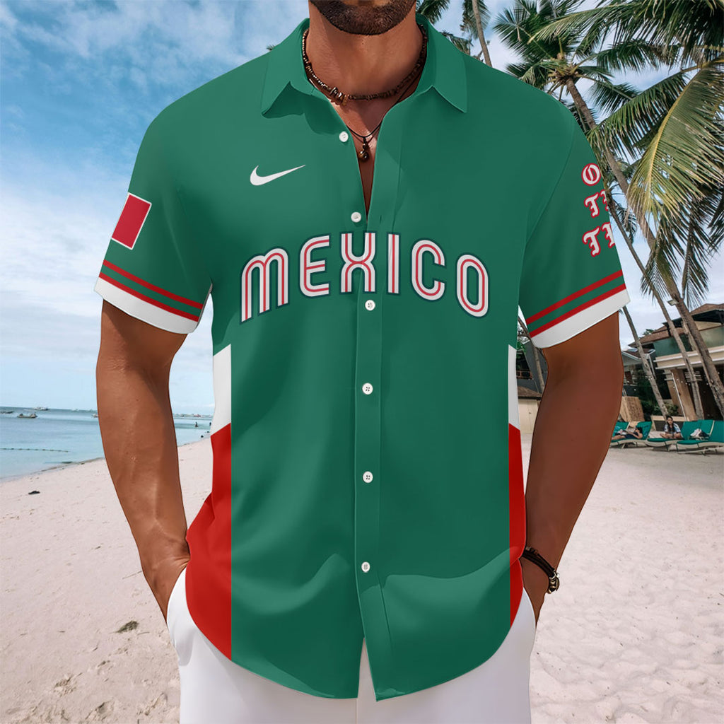Mexico Baseball 2026 Short Sleeve Button-Down Shirt – TANTN21287