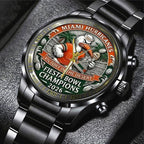 Miami Hurricanes Football 2026 Fiesta Bowl Champions Black Stainless Steel Watch – TANTN20140