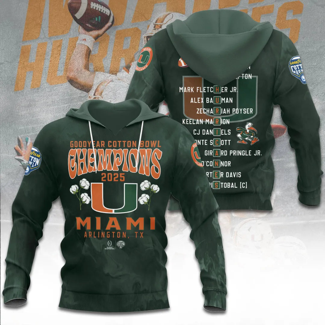 Miami Hurricanes Football 3D Apparel – TANTN19860