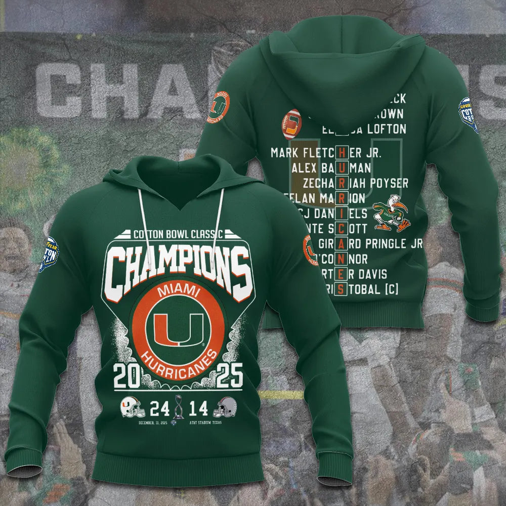 Miami Hurricanes Football 3D Apparel – TANTN19857