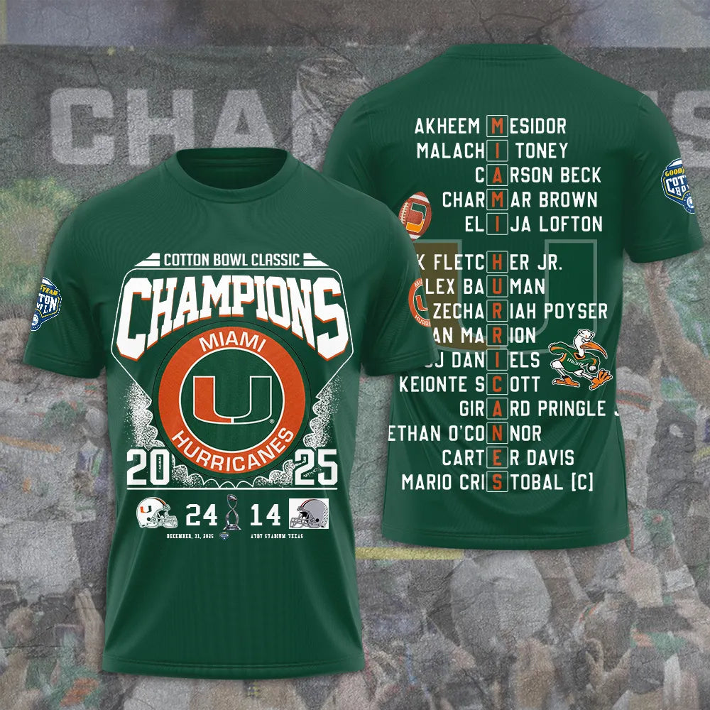 Miami Hurricanes Football 3D Apparel – TANTN19857
