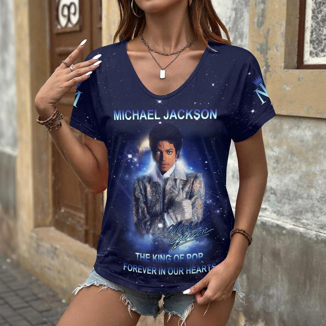Michael Jackson 3D Women's V-Neck T-Shirt – HOATT17634