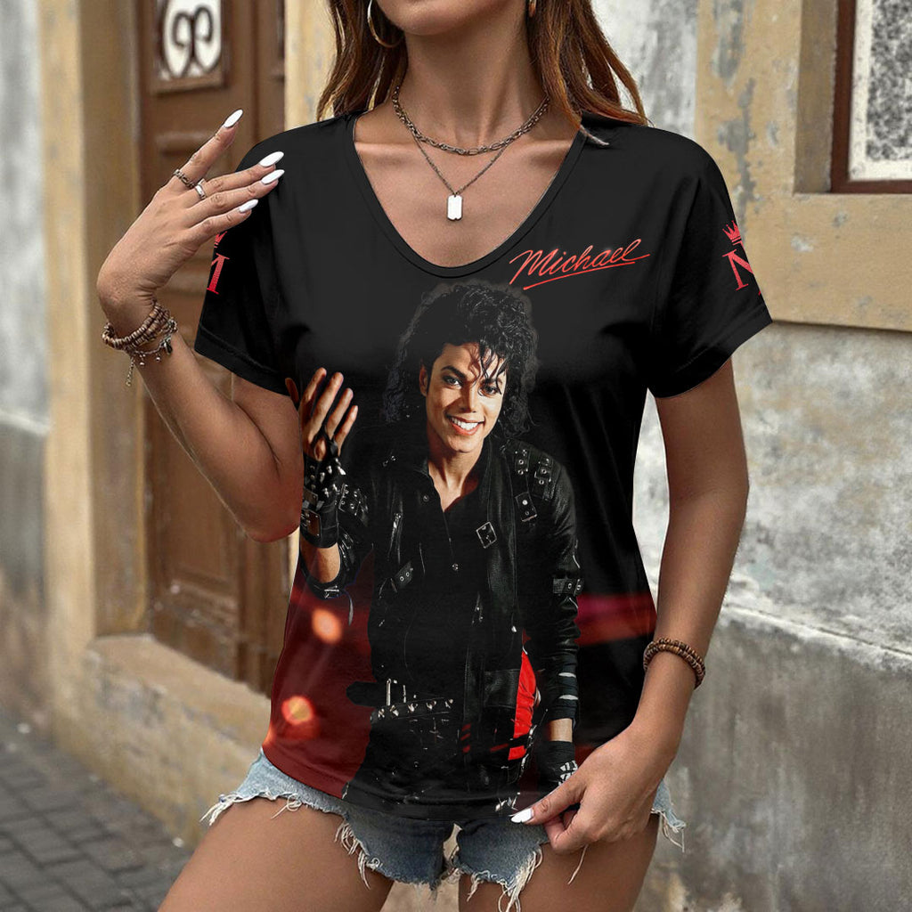 Michael Jackson 3D Women's V-Neck T-Shirt – HOATT19104