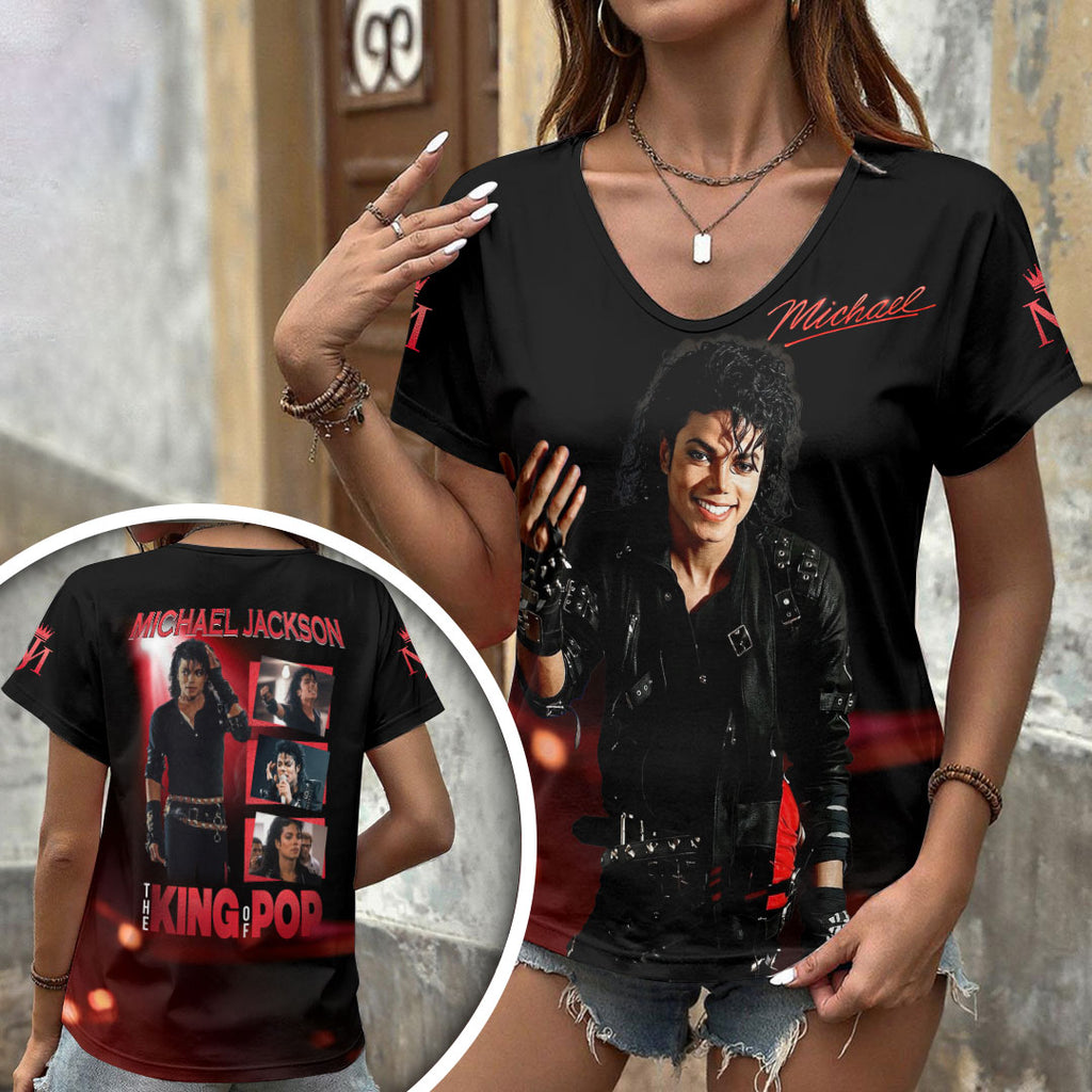 Michael Jackson 3D Women's V-Neck T-Shirt – HOATT19104