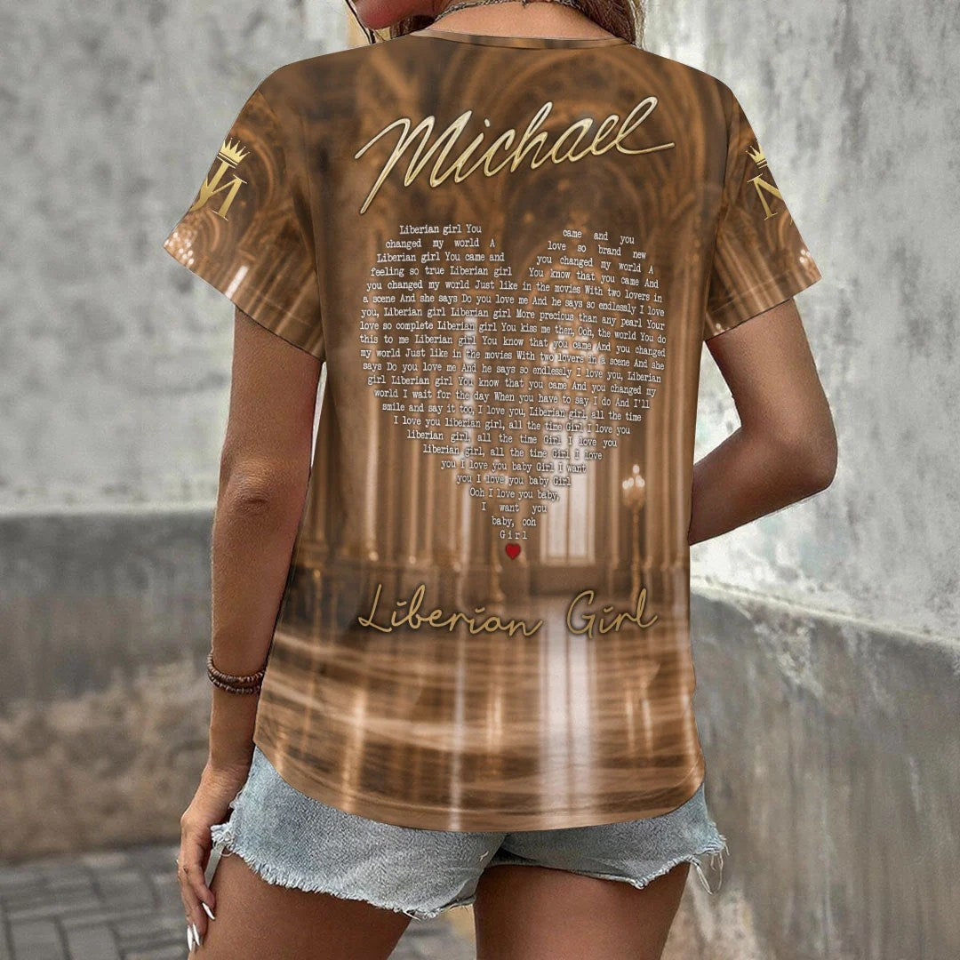 Michael Jackson 3D Women's V-Neck T-Shirt – HOATT20343