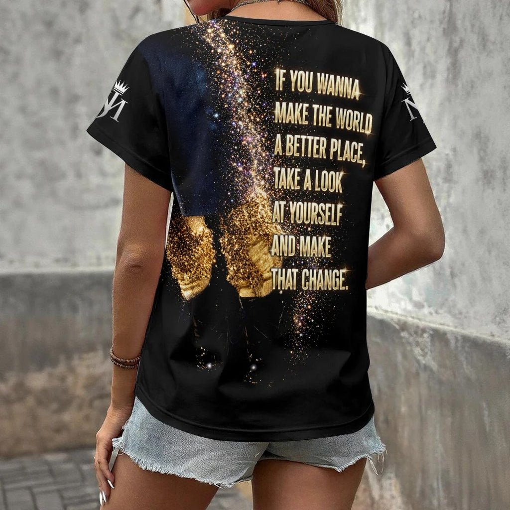 Michael Jackson 3D Women's V-Neck T-Shirt – HOATT21579
