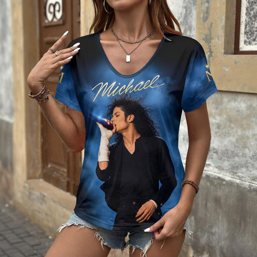 Michael Jackson 3D Women's V-Neck T-Shirt – HOATT20664