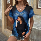 Michael Jackson 3D Women's V-Neck T-Shirt – HOATT20664