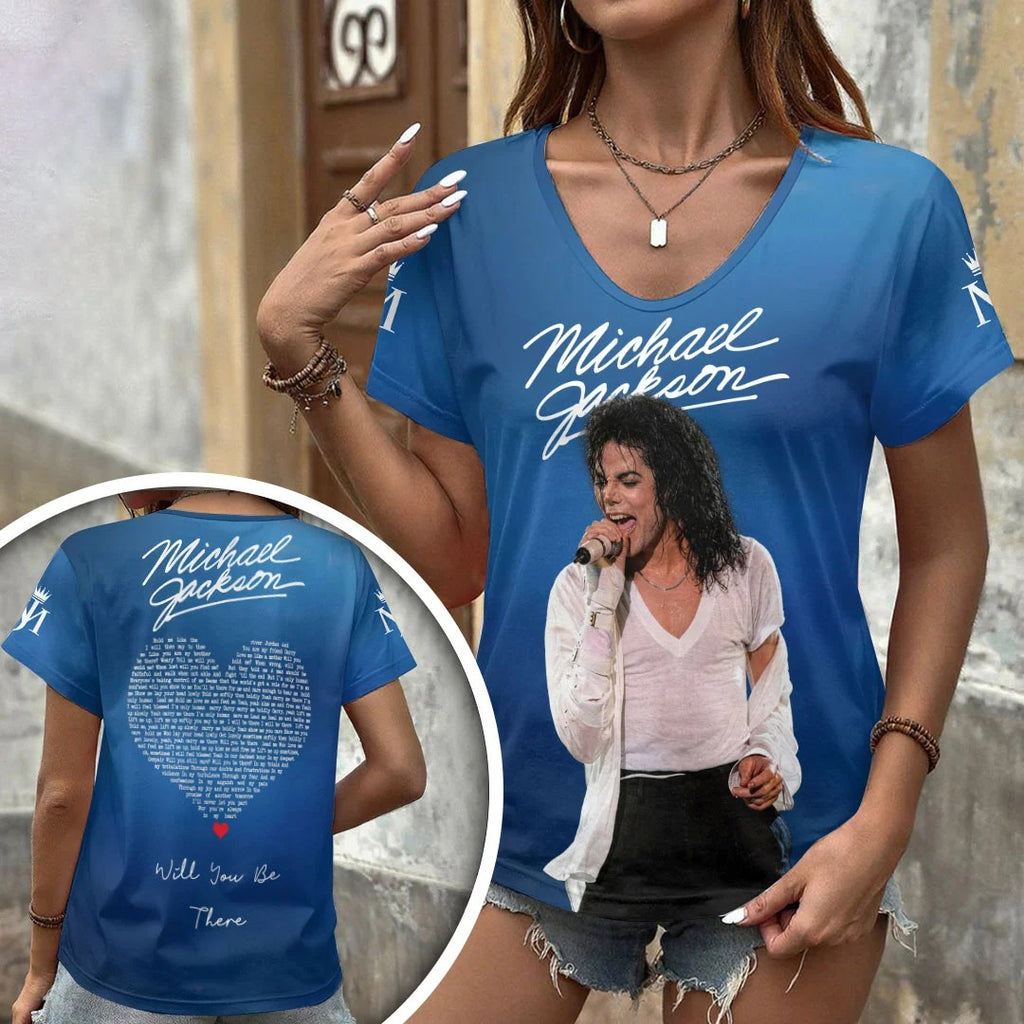 Michael Jackson 3D Women's V-Neck T-Shirt – HOATT20666