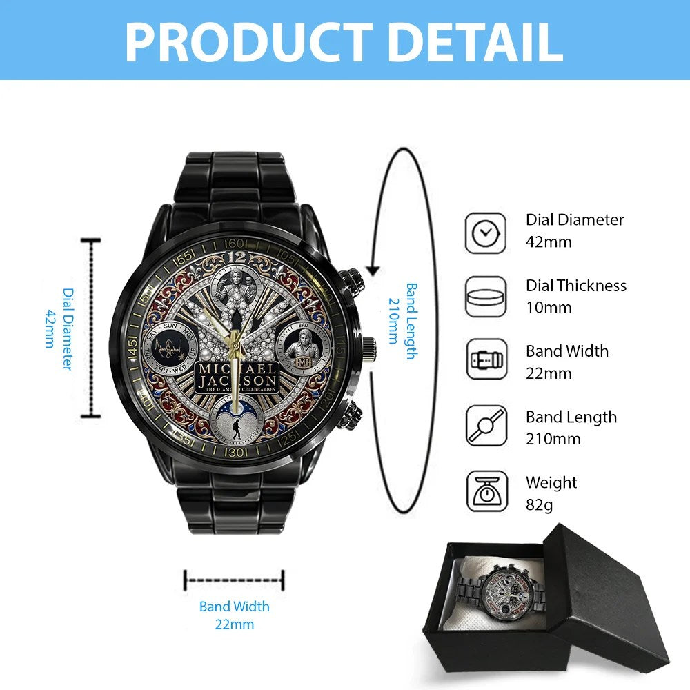 Michael Jackson Black Stainless Steel Watch – TMTHU9402
