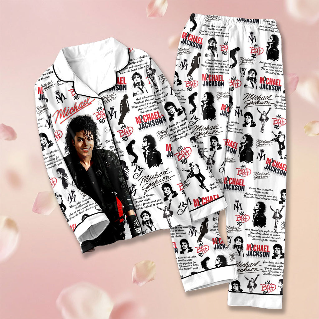 Michael Jackson Satin Pajama Set with Piping – HOATT19950