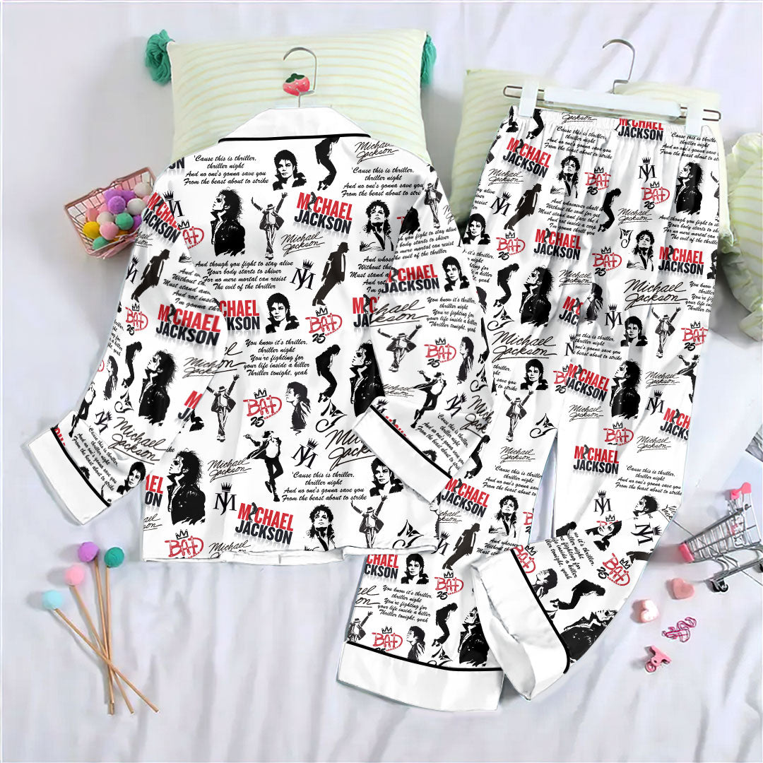 Michael Jackson Satin Pajama Set with Piping – HOATT19950