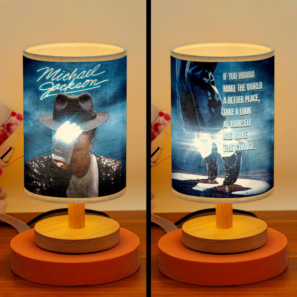 Michael Jackson Wooden Base Fabric Lamp – HOATT18356