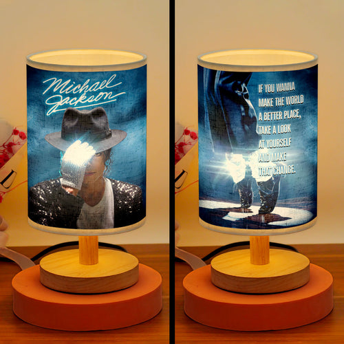 Michael Jackson Wooden Base Fabric Lamp – HOATT18356