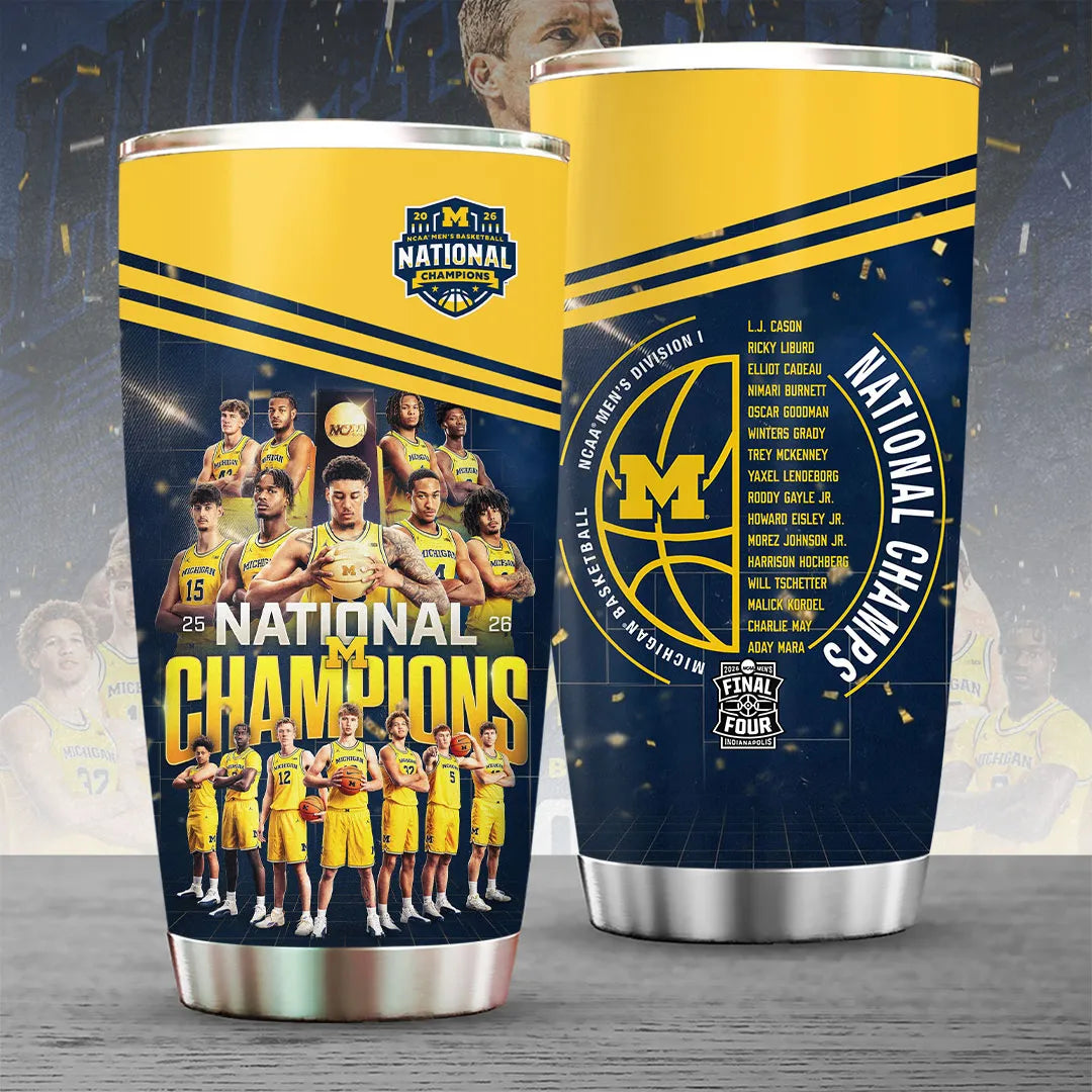 Michigan Wolverines 2026 Men's Basketball National Champions Tumbler Cup – TANTN22339