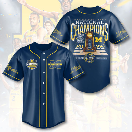 Michigan Wolverines 2026 Men's Basketball National Champions Baseball Jersey – HOATT17282