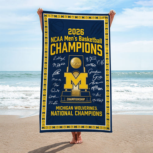 Michigan Wolverines 2026 Men's Basketball National Champions Rectangle Beach Towel – HOATT17350
