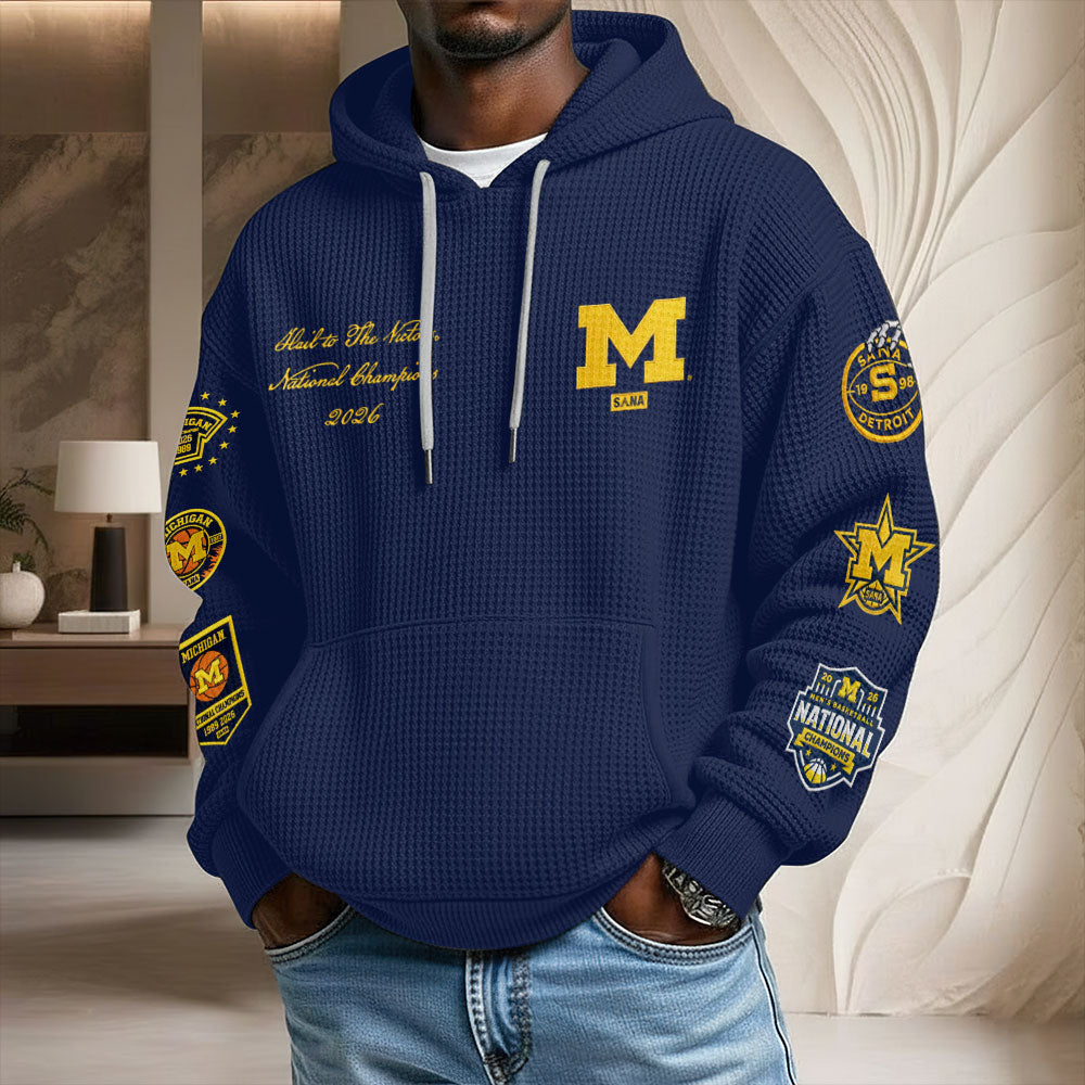 Michigan Wolverines 2026 NCAA Men's Basketball National Champs 3D Unisex Waffle Hoodie – TMTHU5367