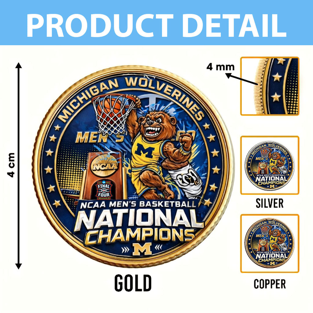 Michigan Wolverines 2026 NCAA Men's Basketball National Champs Commemorative Coin – TMTHU4966