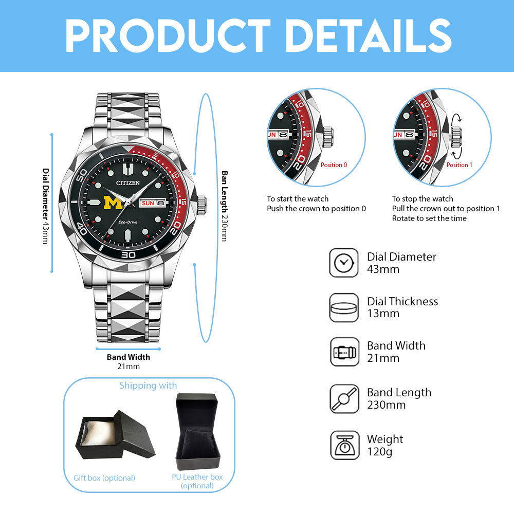 Michigan Wolverines Men's Basketball Alloy Luxury Quartz Watch – TMTHU5022