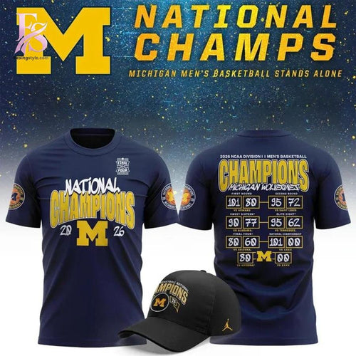 Michigan Wolverines Fanatics 2026 NCAA Basketball National Champions Schedule Shirt