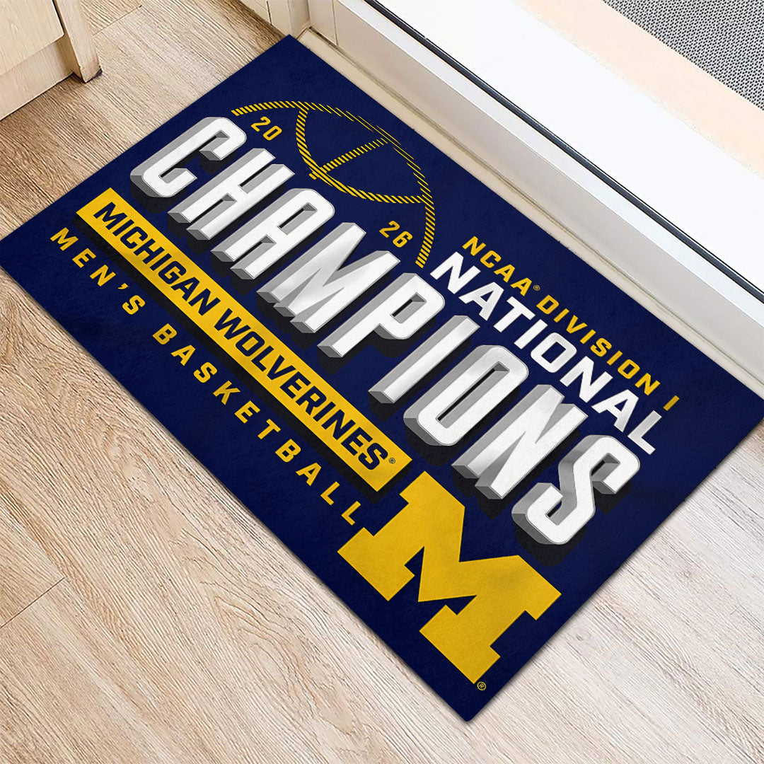 Michigan Wolverines 2026 Men's Basketball National Champions Custom Doormat – TANTN22191