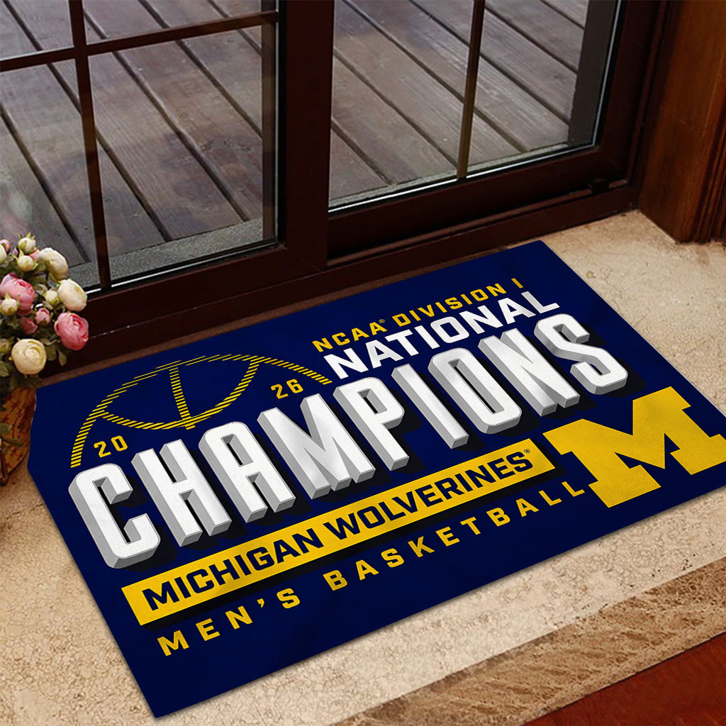 Michigan Wolverines 2026 Men's Basketball National Champions Custom Doormat – TANTN22191