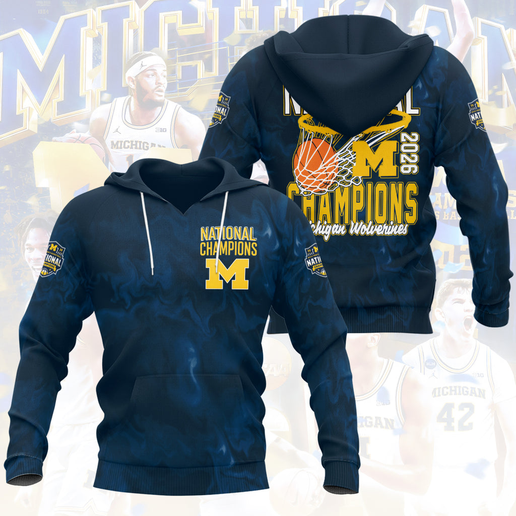 Michigan Wolverines 2026 Men's Basketball National Champions 3D Apparel – HOATT17347