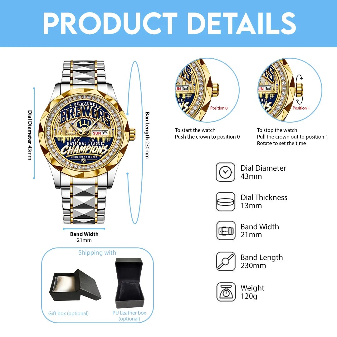 Milwaukee Brewers 2026 National League Champions Alloy Luxury Quartz Watch – HOATT26781