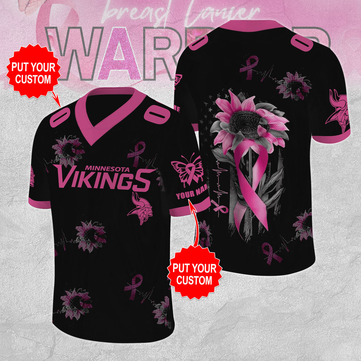 Personalized Minnesota Vikings x Breast Cancer Awareness 3D Football Jersey – MAITM12855