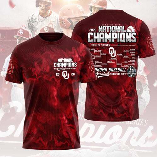 Oklahoma Sooners 2026 NCAA Baseball Men's College World Series Champions 3D Apparel – HOATT18940