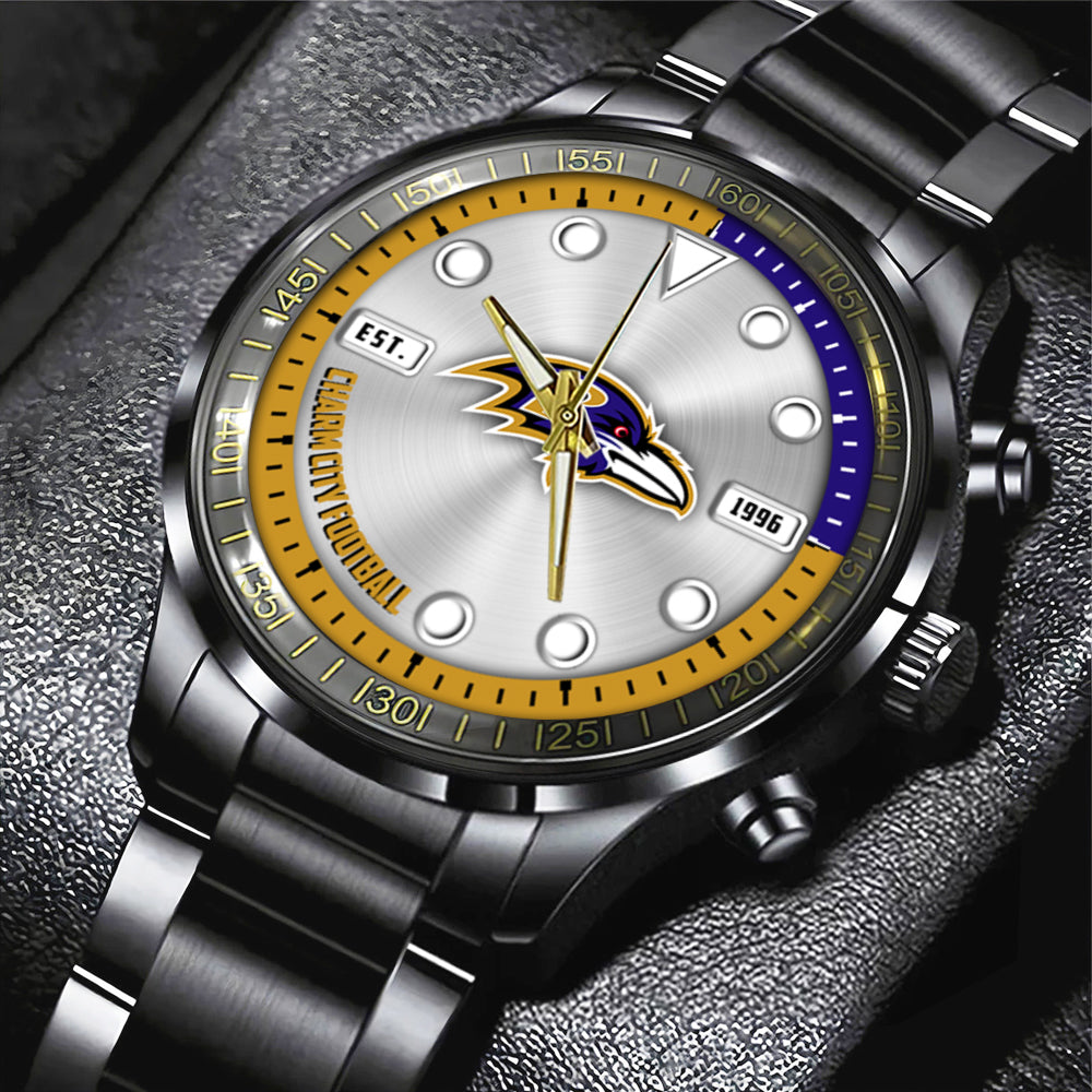 Baltimore Ravens Black Stainless Steel Watch – HOATT12934