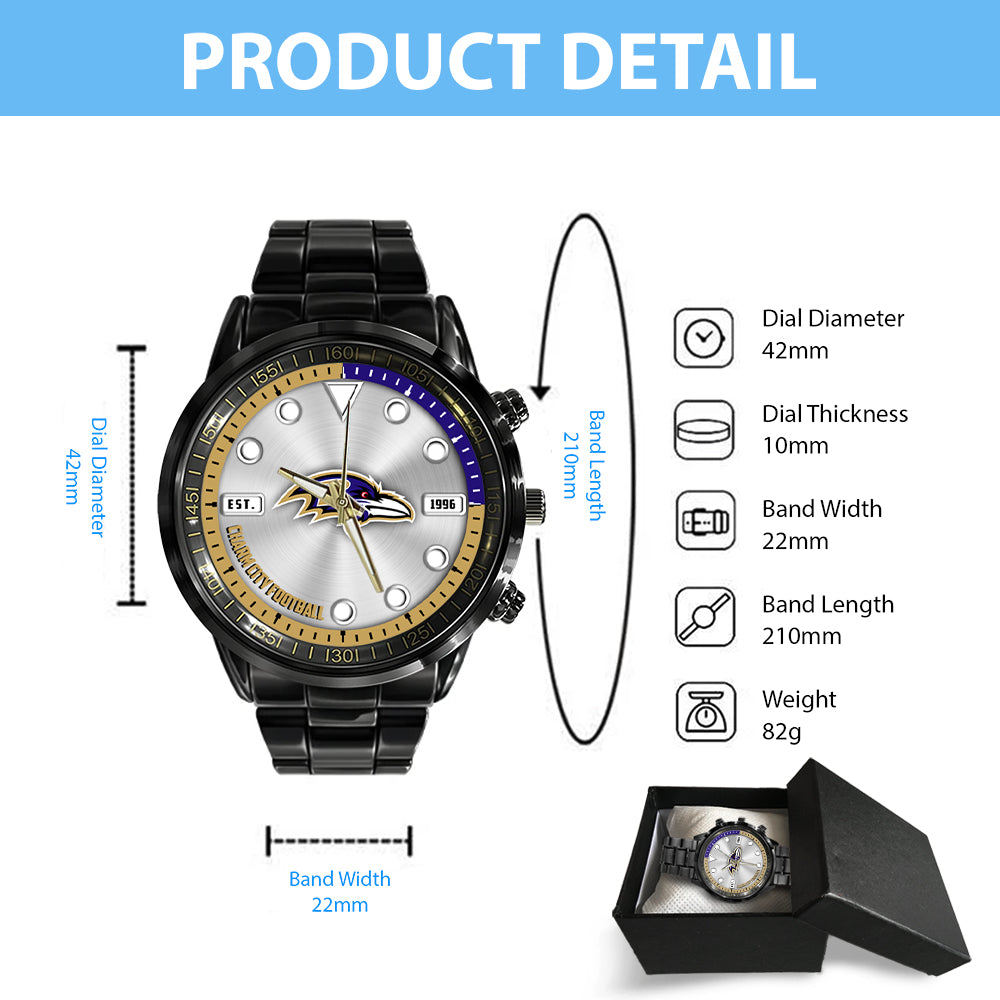Baltimore Ravens Black Stainless Steel Watch – HOATT12934
