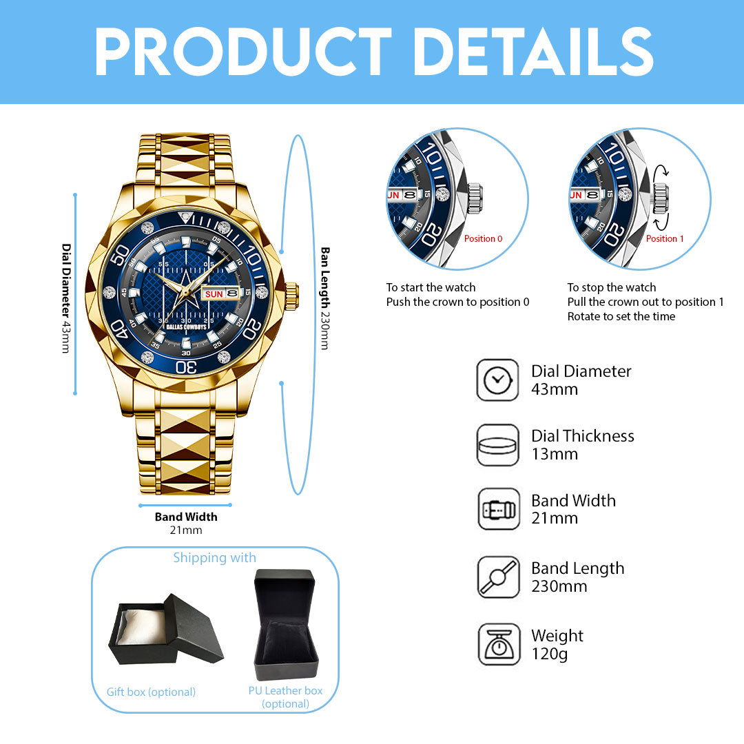 Dallas Cowboys Alloy Luxury Quartz Watch – TMTHU925