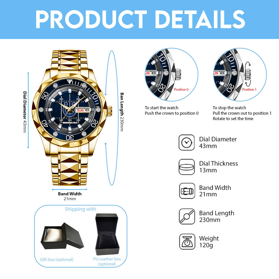 Indianapolis Colts Alloy Luxury Quartz Watch – TMTHU918