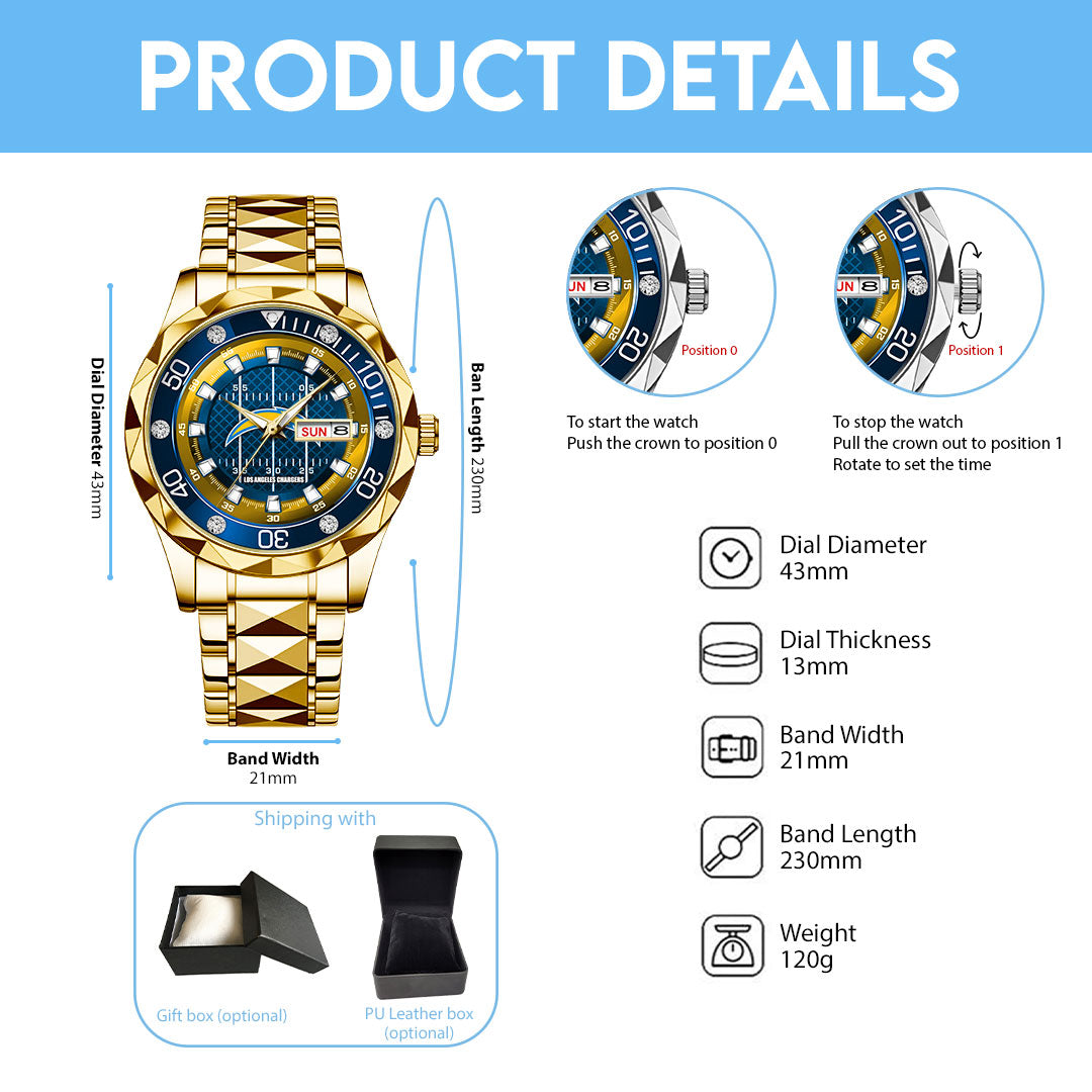 Los Angeles Chargers Alloy Luxury Quartz Watch – TMTHU924