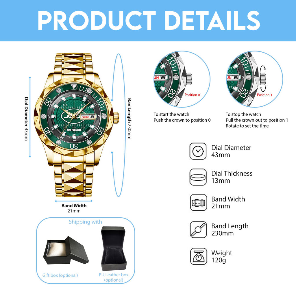 New York Jets Alloy Luxury Quartz Watch – TMTHU912