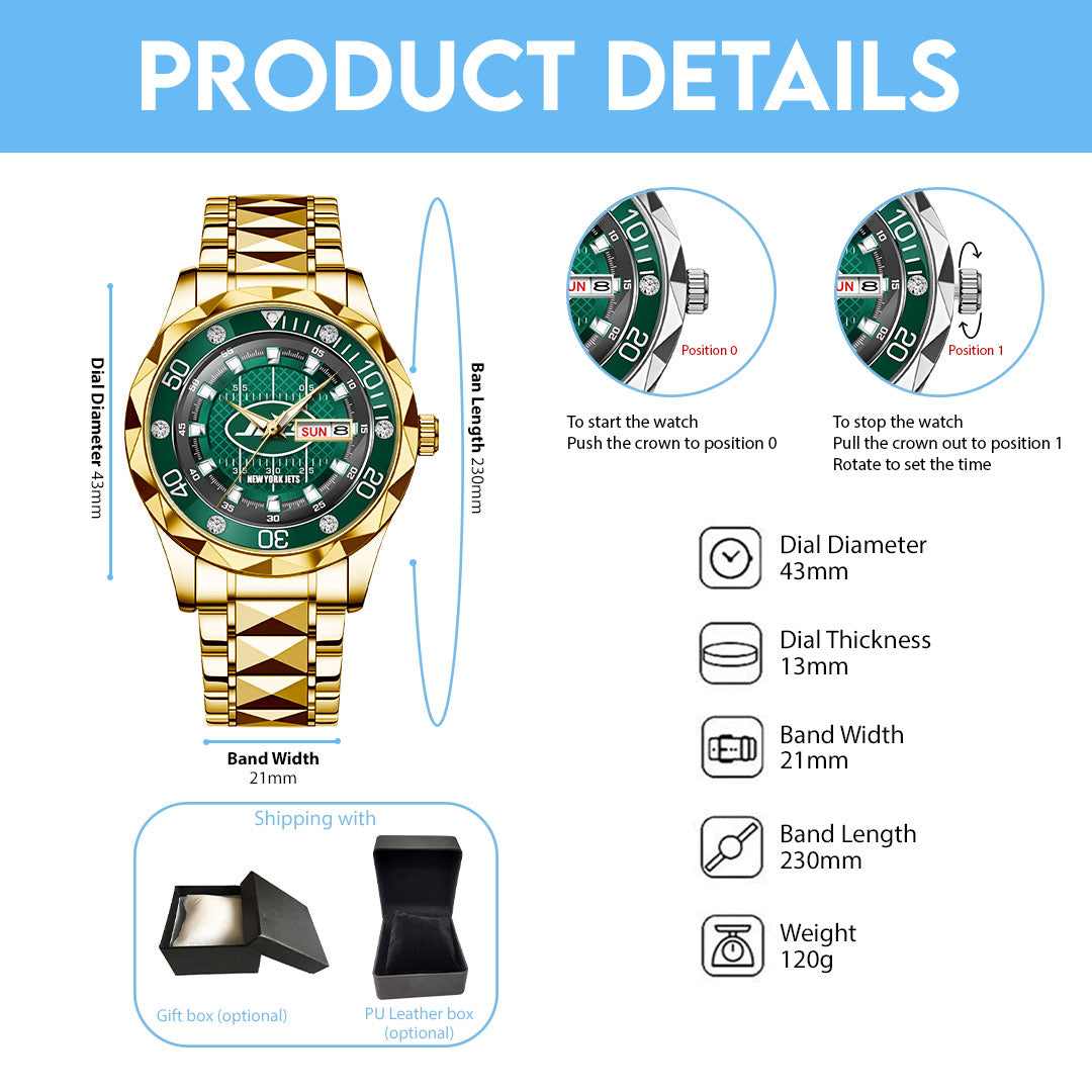 New York Jets Alloy Luxury Quartz Watch – TMTHU912
