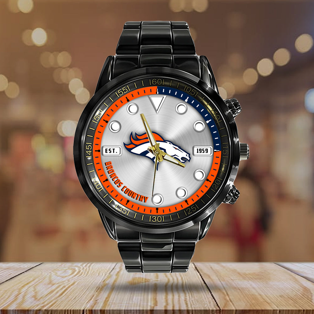 Denver Broncos Black Stainless Steel Watch – HOATT12941